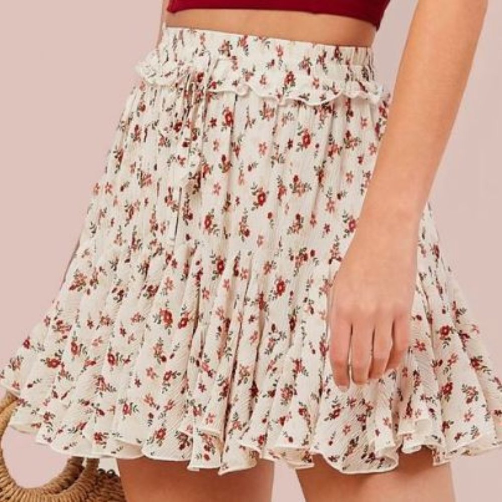 SHEIN floral crinkle skirt